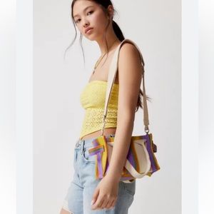 NEW Urban Outfitters UO Serena Mesh Mini Tote Bag in Purple Multi Stripes